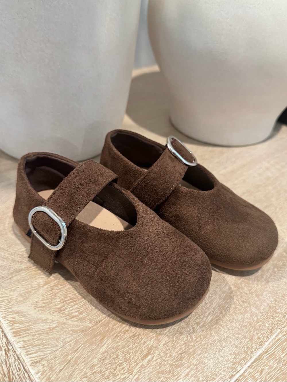 Kids Brown Suede Mary Jane Shoes